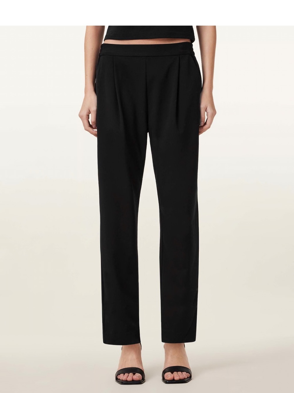 All Saints Black Tailored Pleat-Front Trousers